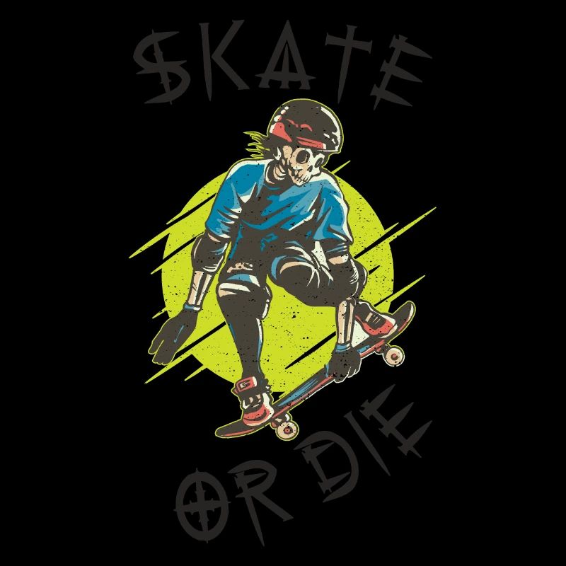 Skate ou die skeleton skateboarder