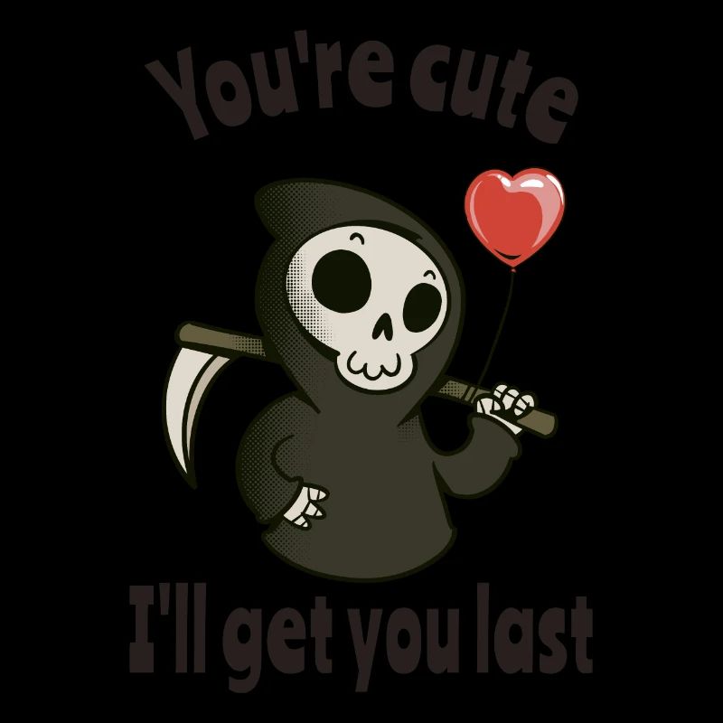 Cute Grim Reaper with romantic heart