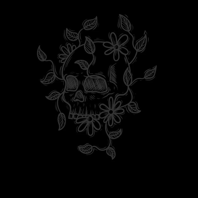 Bone skull gothic with plants horror
