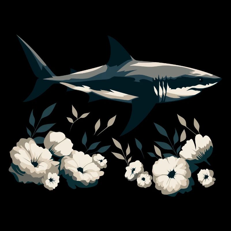 Requin avec des fleurs