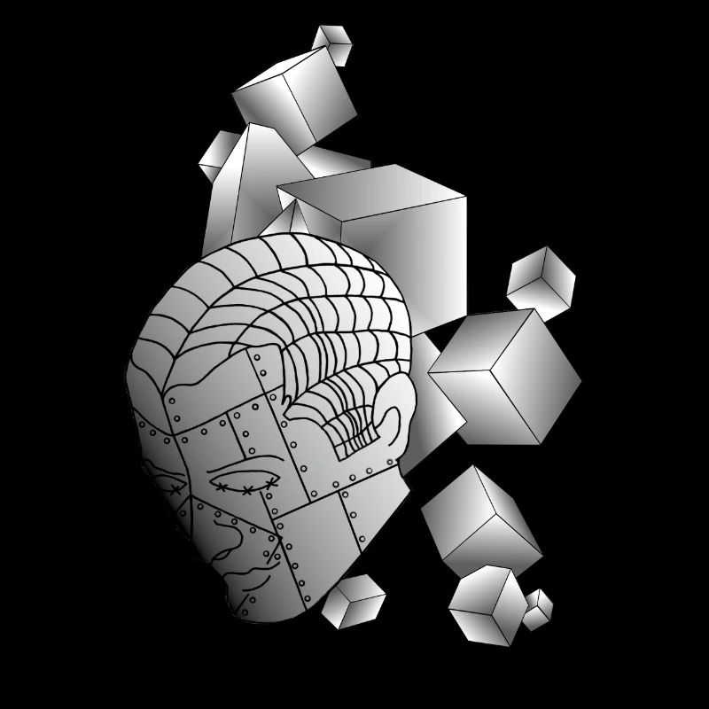 Robot avec cube gris clair