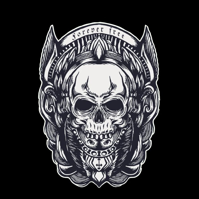 Forever free rebel skull pattern rocker biker