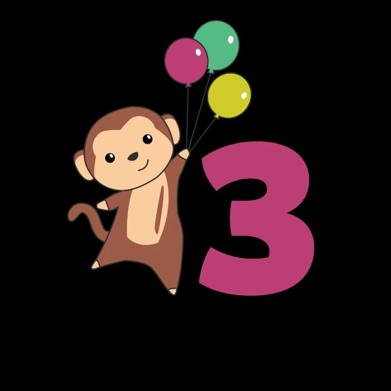 Affe dritter Geburtstag Luftballons Affen Kinder