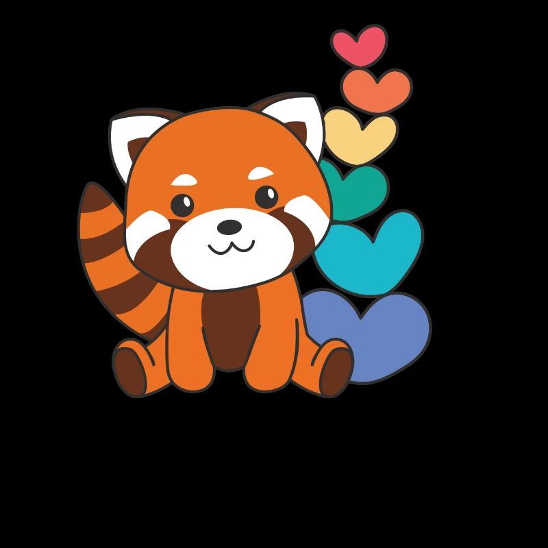 Rainbow Hearts Pride LGBTQ Cute Red Panda