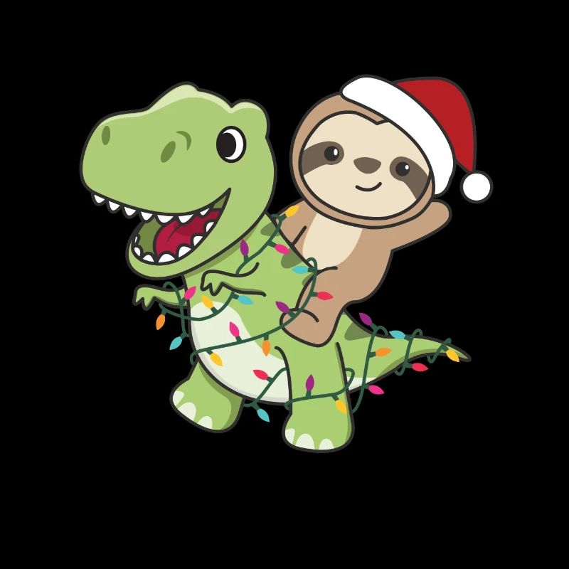 Sloth Trex Christmas Snow Winter Animals