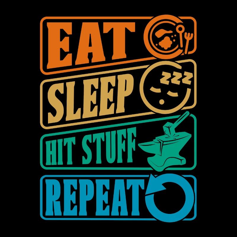 Forger Eat Sleep Hit Retro Goldsmith Blacksmiths
