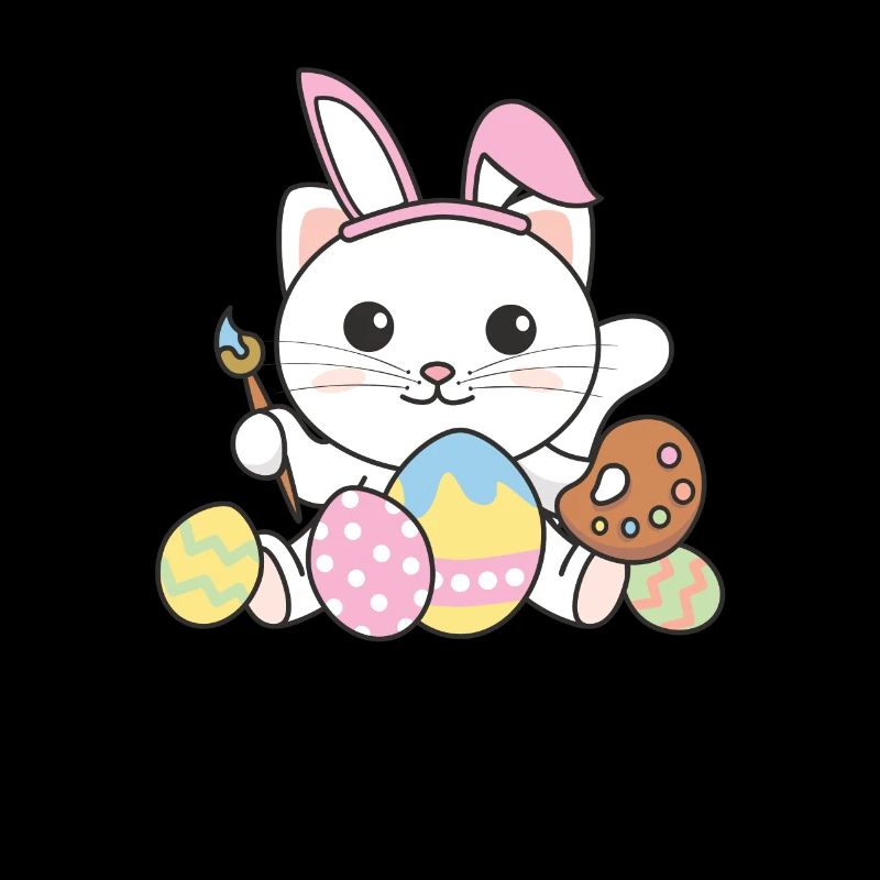 happy easter süßes Katze Ostern mit Ostereiern