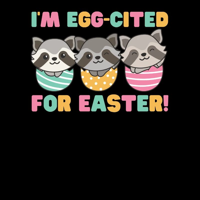 cute raccoons for Easter with Easter eggs raccoon