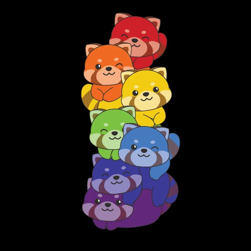 Rainbow Red Panda Cute Colorful Red Panda for