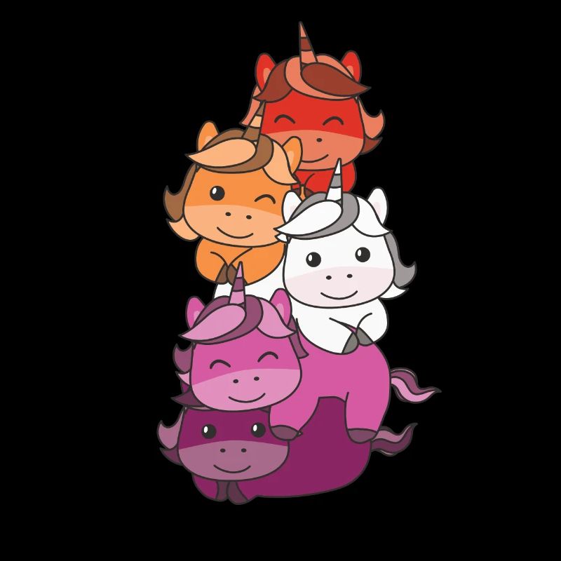 Lesbian Flag Pride LGBTQ Cute Unicorn Stack