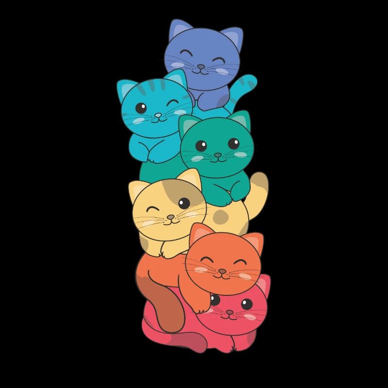 Regenbogen Flag Pride LGBTQ süßer Katze Stapel
