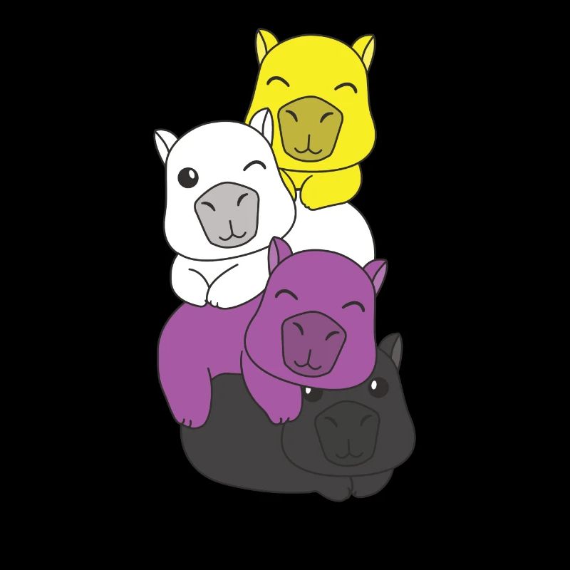 Nonbinary Flag Pride LGBTQ Mignon Capybara Pile