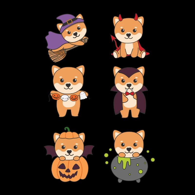 Shiba Inu Halloween Devil Pumpkin Vampire Costume