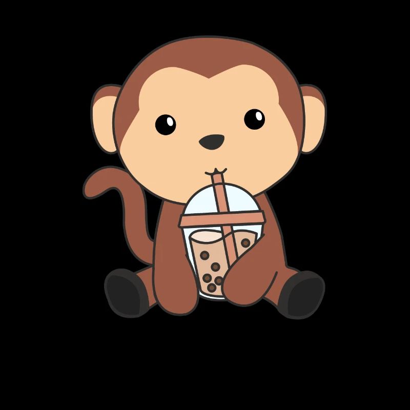 Singe Bubble Tea Singe Animaux Mignons