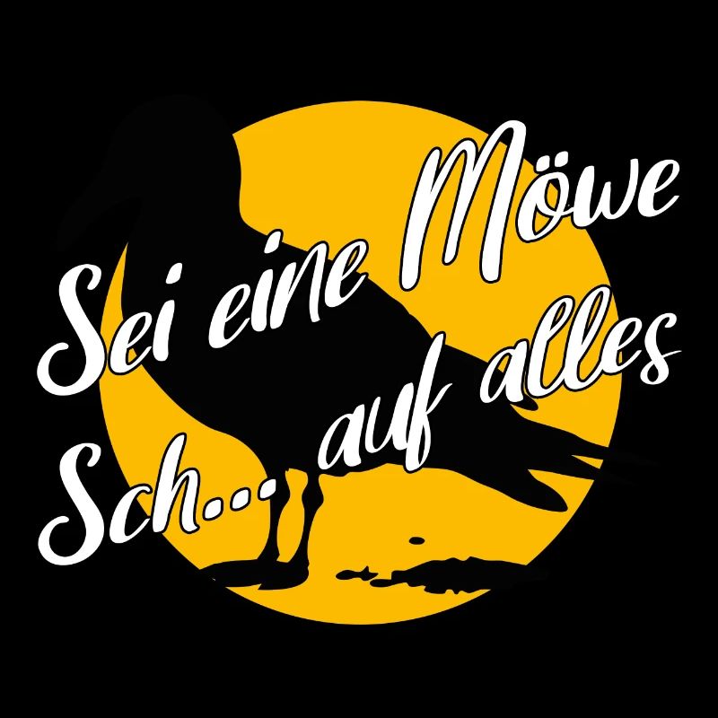 Sei eine Möwe scheiss auf alles. Möwensilhouette