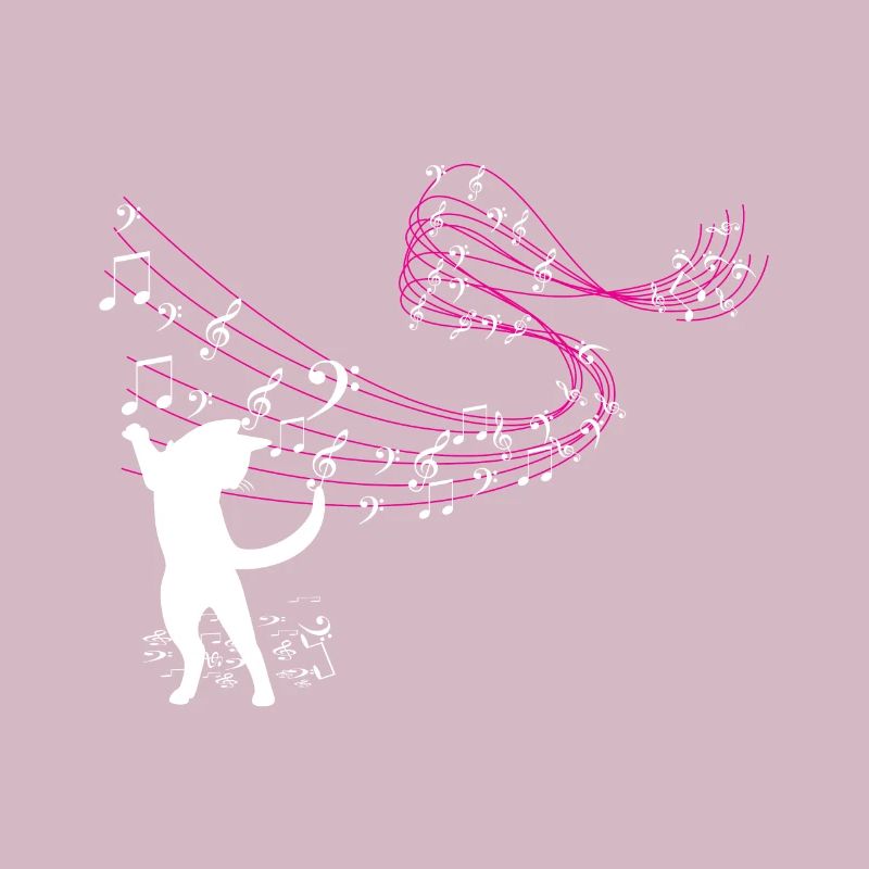 Cat catches music notes