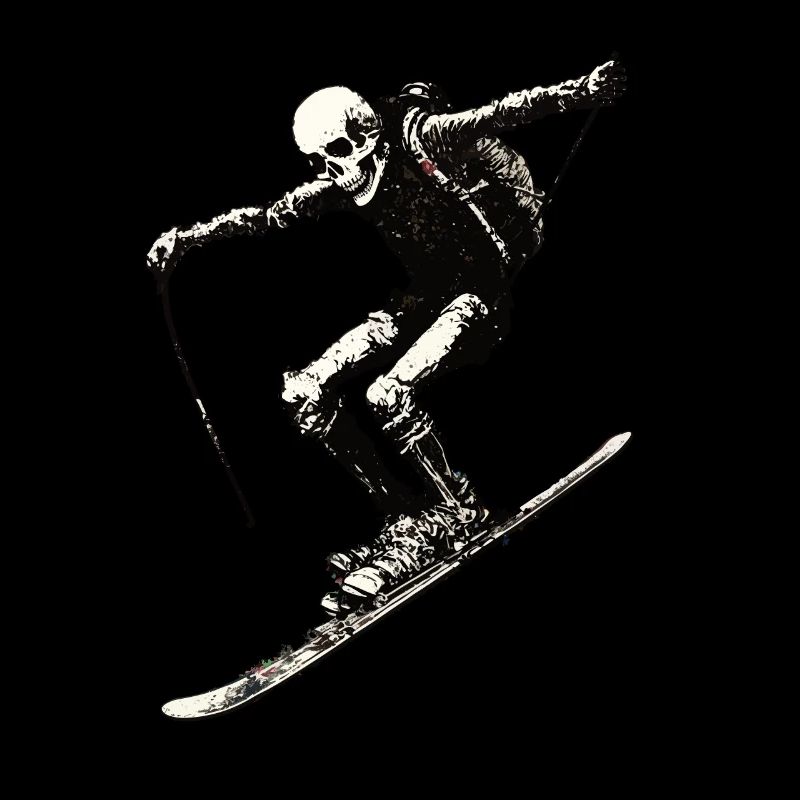 Graffiti Skelett auf Snowboard Ski