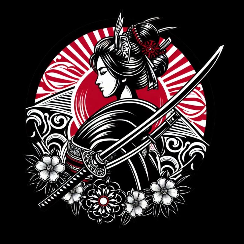 Samurai Mädchen Blumen