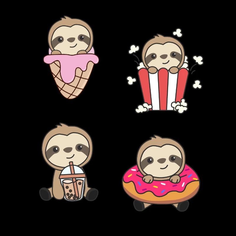 Sloth Candy Bubble Tea Popcorn Doughnut Sweet