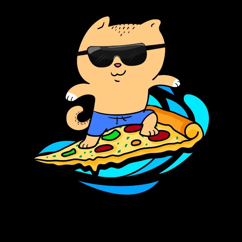 Pizza Cat Surfing On Pizza