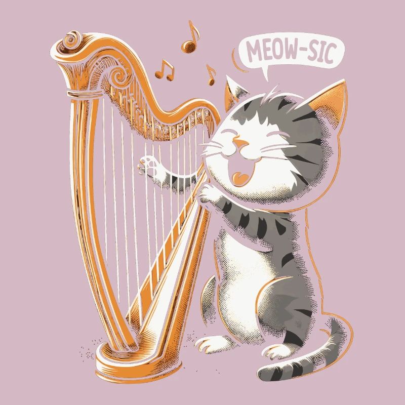 Chat avec harpe