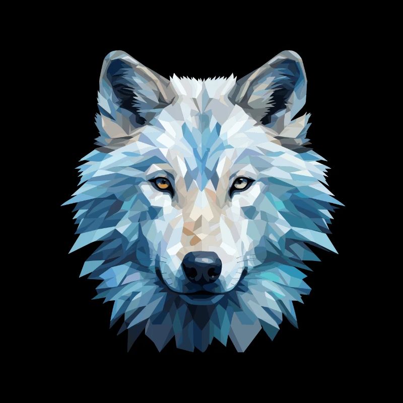 Loup blanc froid dans le style polygonal
