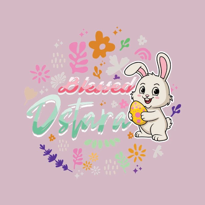 Ostara Lapin joyeux avec des fleurs