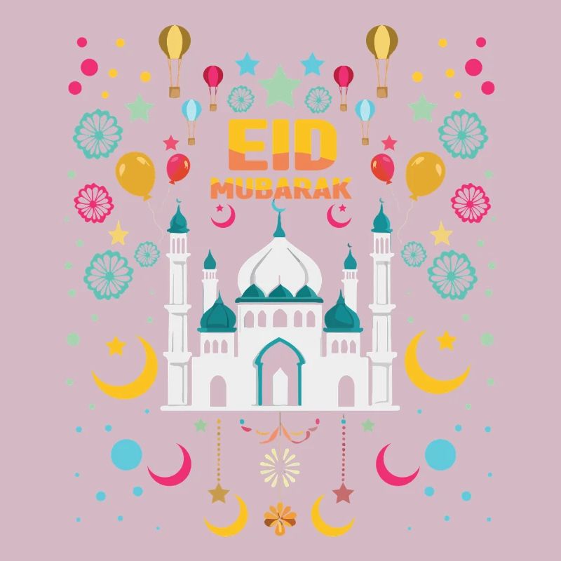 Eid Mubarak Feierliche Farbenfrohe Moschee