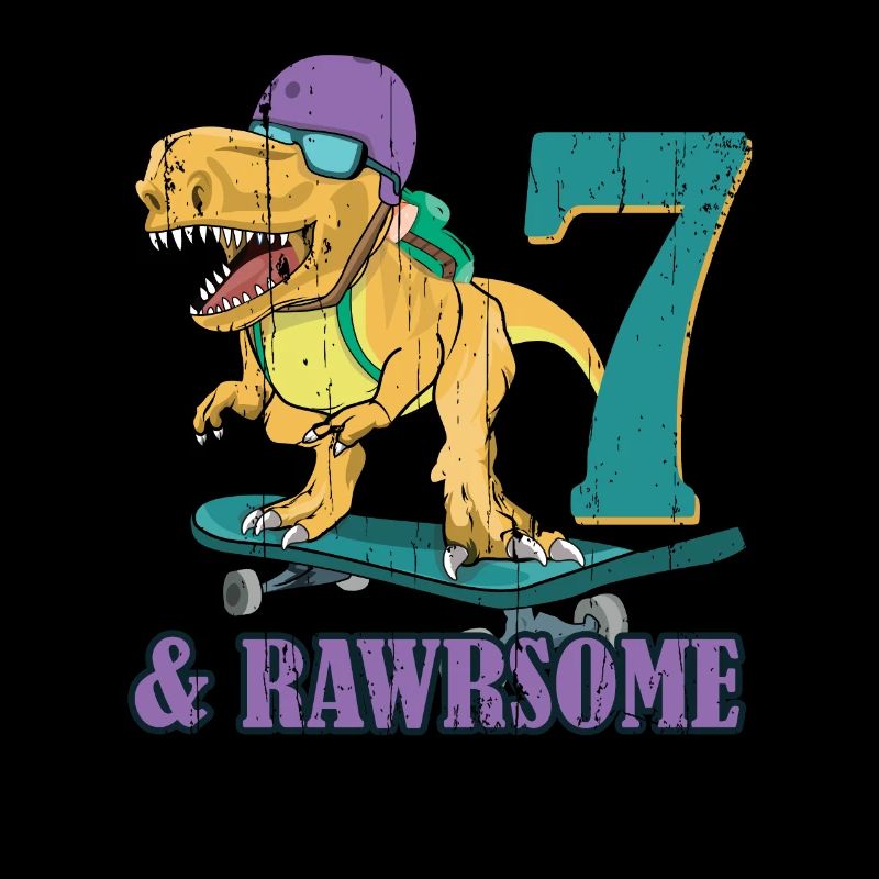Naissance Né Age 7 ans Skateboard Dinosaure