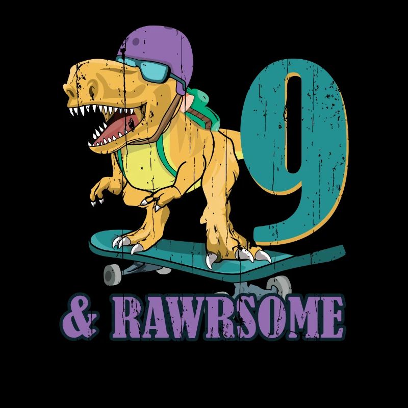 Naissance Né Age 9 ans Skateboard Dinosaure