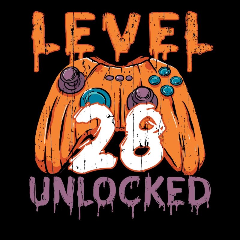 Halloween Pattern Pumpkin Game Gamer Birth Age 28