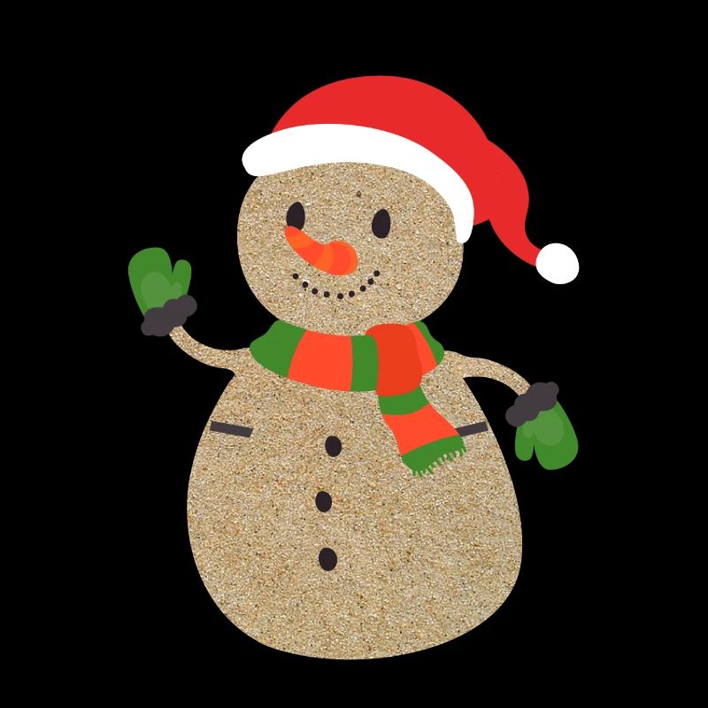 Snowman from sand beach sea