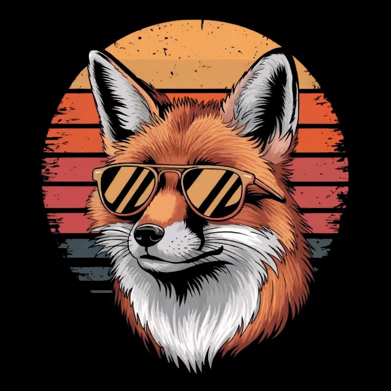 Fox with sunglasses vintage