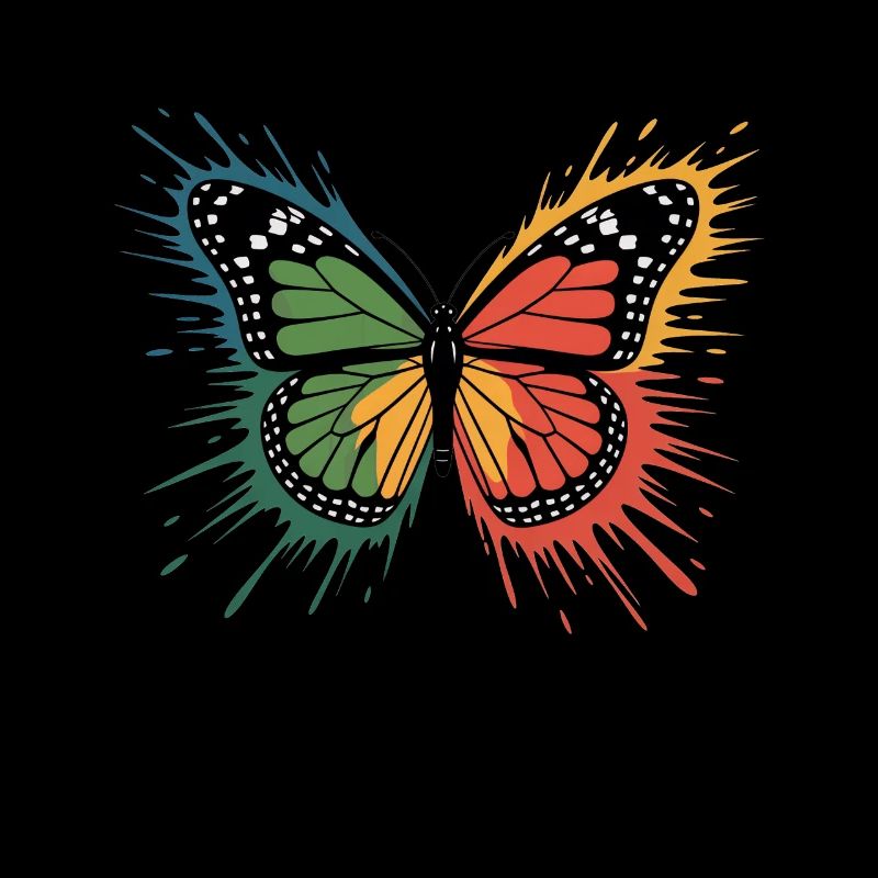 Papillon coloré avec explosion de couleurs