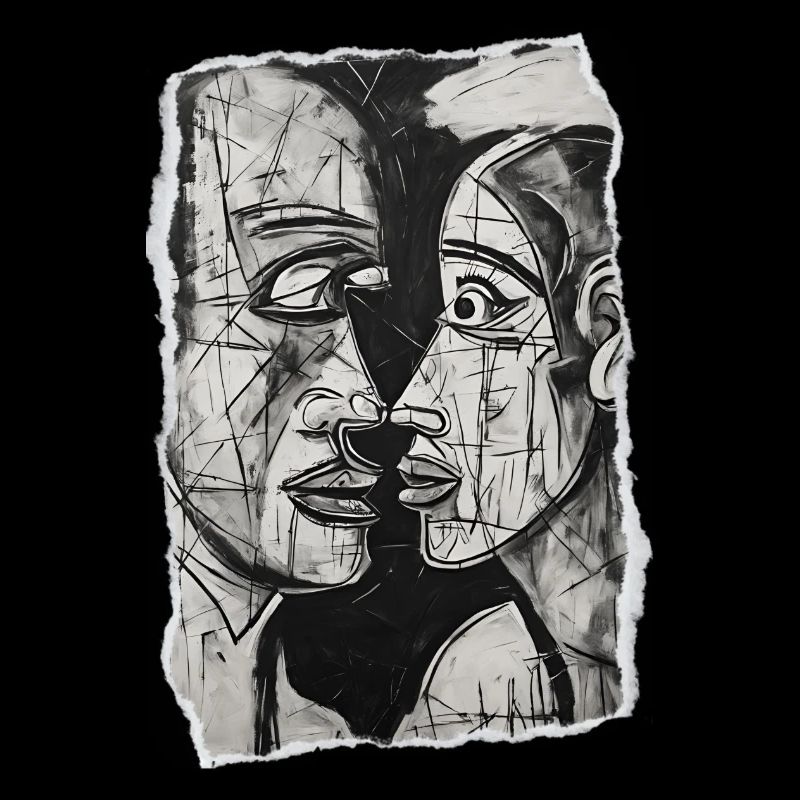 Abstraktes Paar in Schwarz-Weiß-Kunst