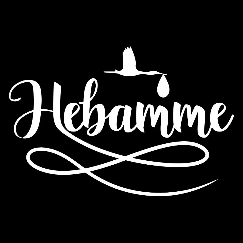 Hebamme mit Storch - weiß