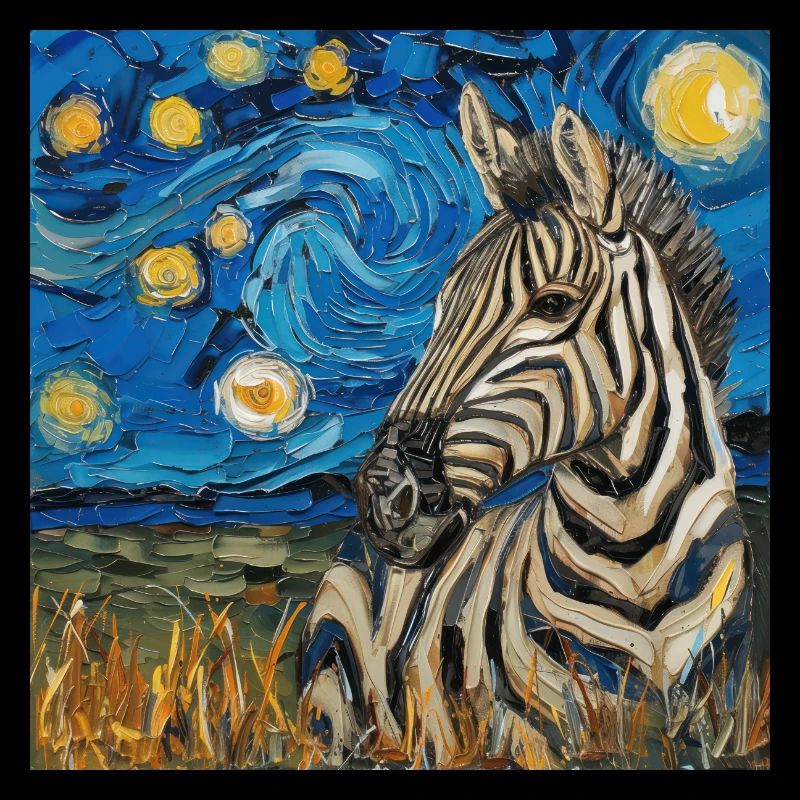zebra, van gogh, sternennacht, geschenk, geschenki