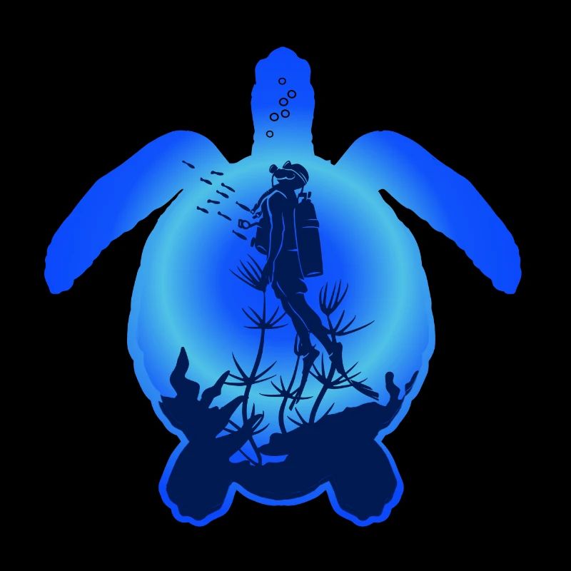 Tortue de mer et plongeur