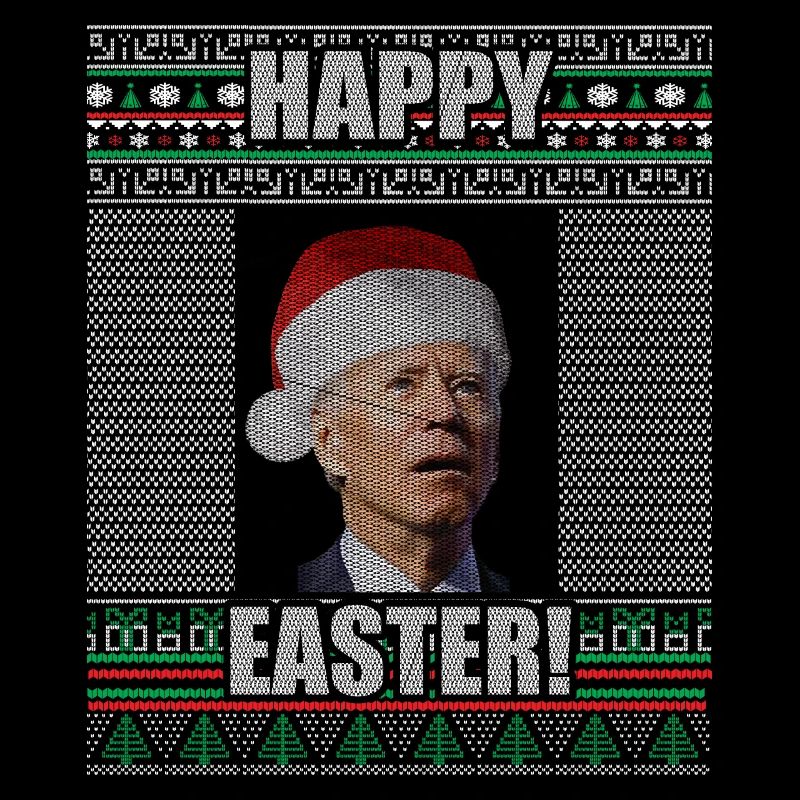Drôle Biden Pull de Noël moche Joyeuses Pâques