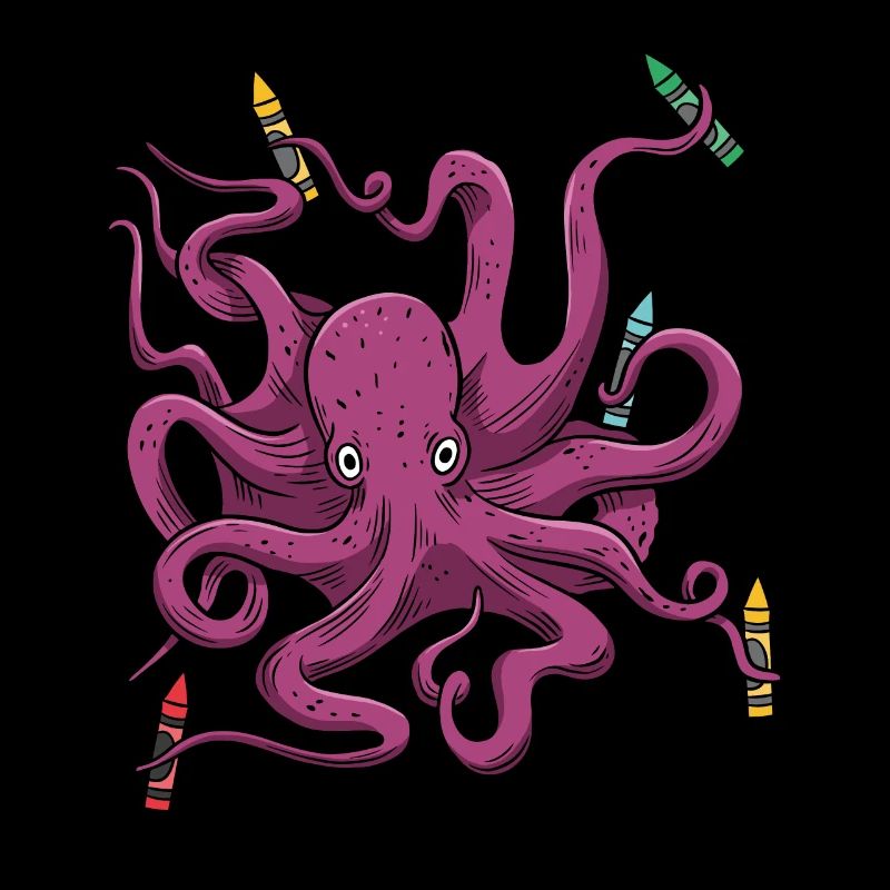Crayon Coloring Artistic Drawing Color Octopus