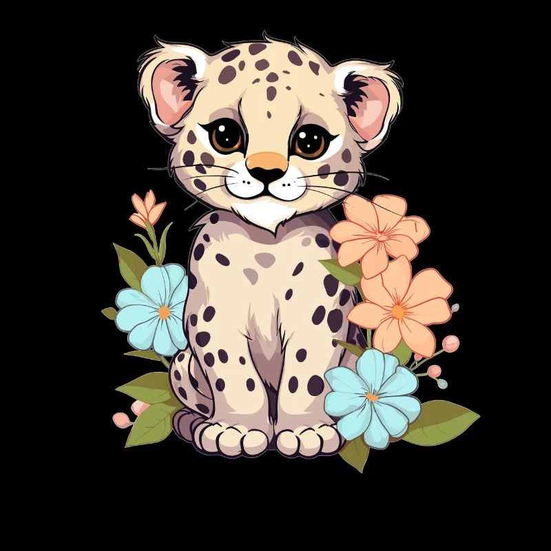 Leopard mit Blumen