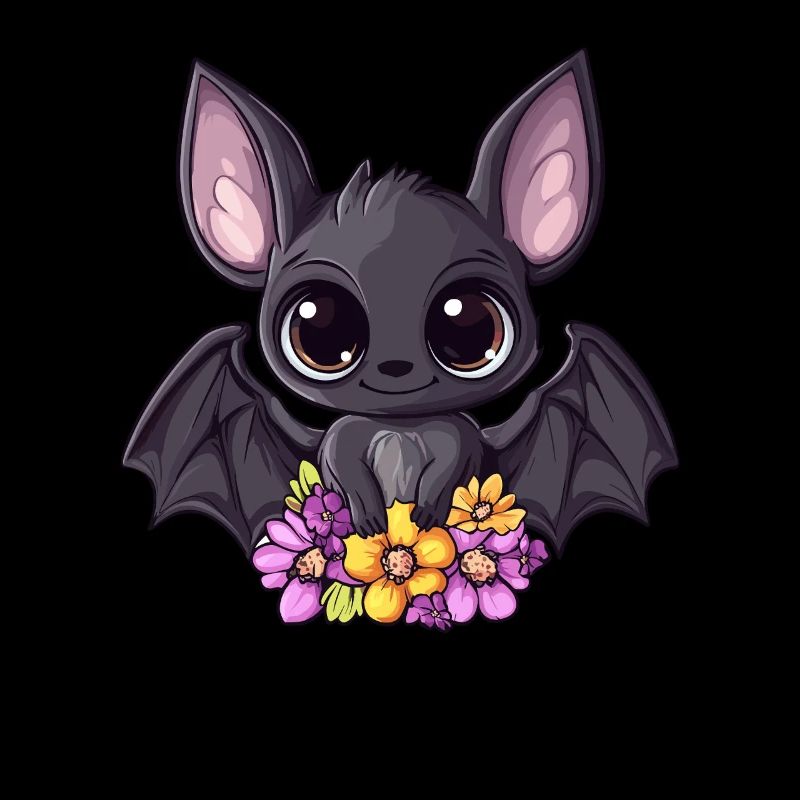 Chauve-souris avec des fleurs