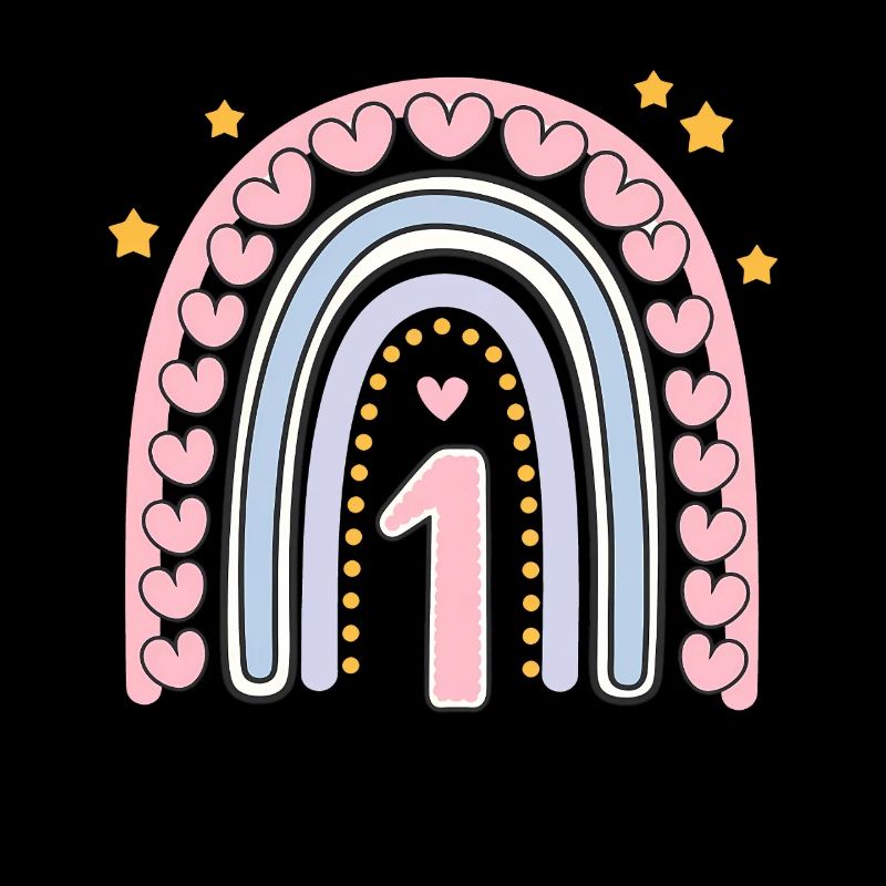 Mignon 1er anniversaire coeur et arc-en-ciel design