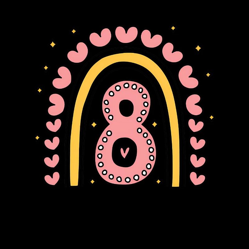 Mignon 8e anniversaire coeur et arc-en-ciel design