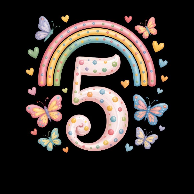 Regenbogen Schmetterling 5. Geburtstag Mädchen
