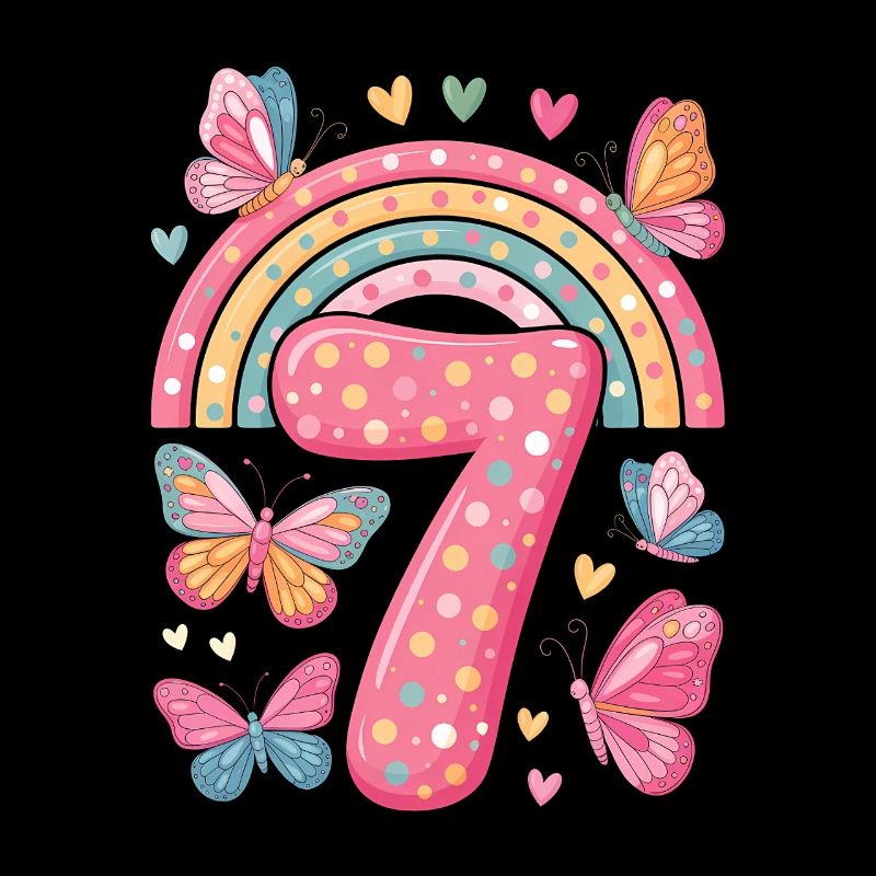 Regenbogen Schmetterling 7. Geburtstag Mädchen