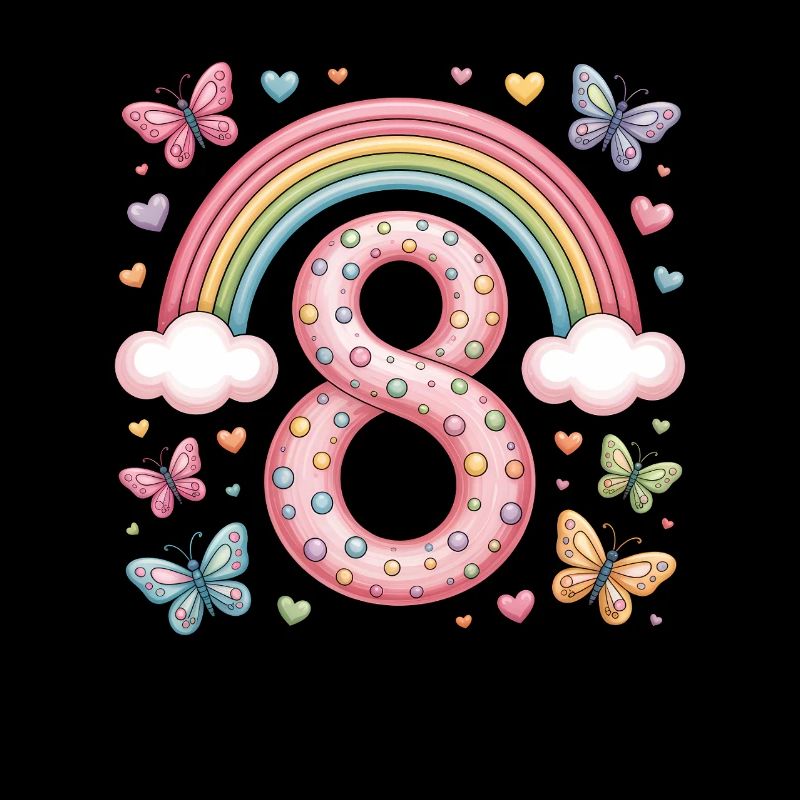 Regenbogen Schmetterling 8. Geburtstag Mädchen