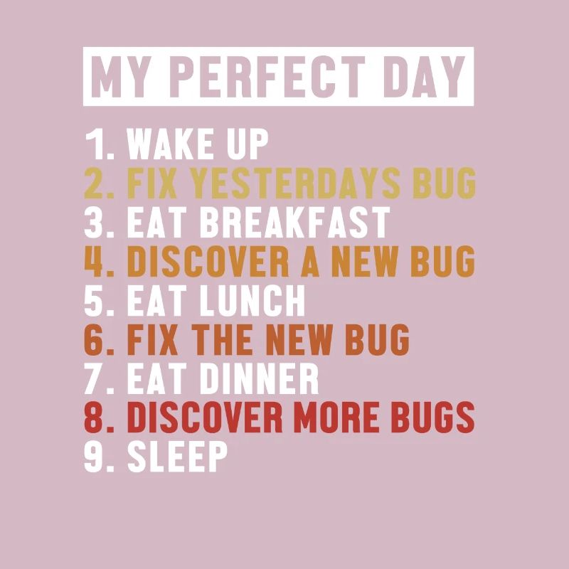 Fix Bugs Perfect Day Developer Coder Programmierer