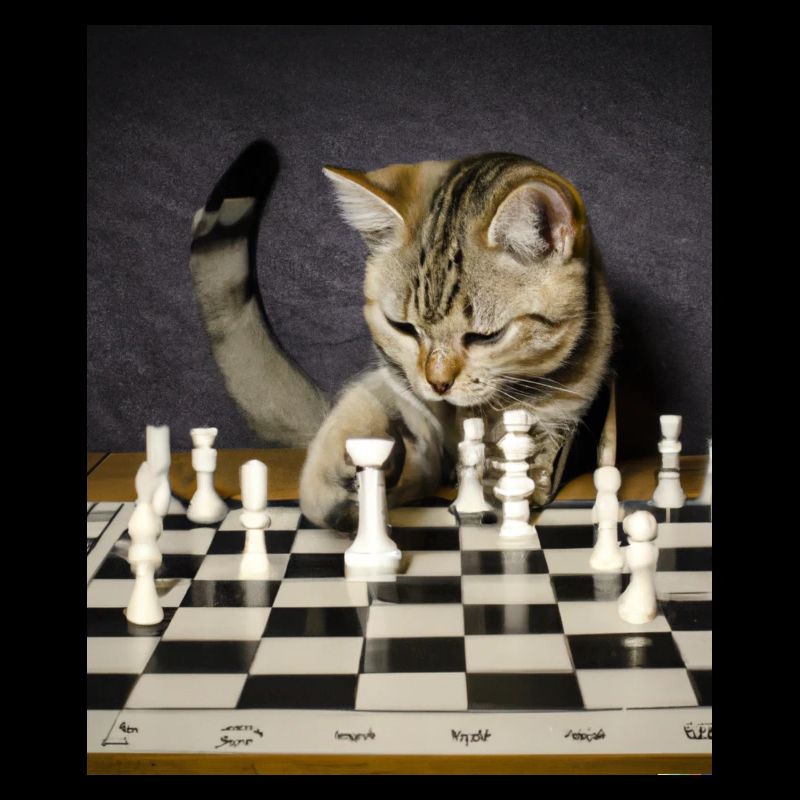 Katze spielt Schach