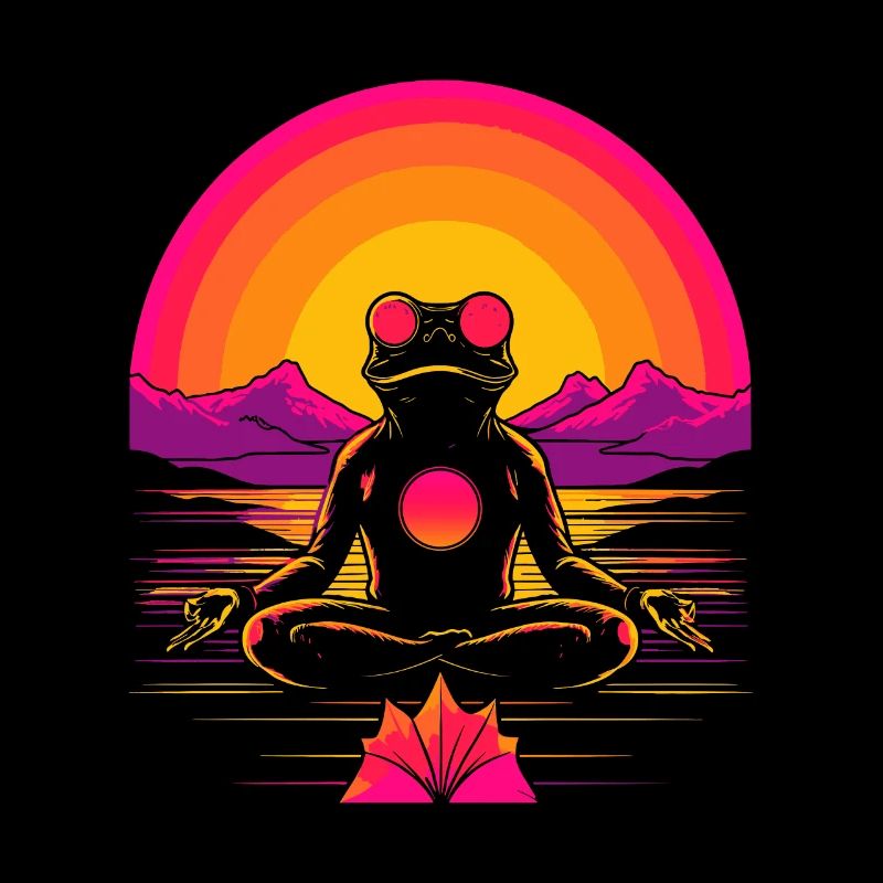 Synthwave Frog Vaporwave 80s
